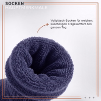 Thermo-Wintersocken im 3er-Pack, atmungsaktiv, bequem, strapazierfähig, blau Nahaufnahme einer Thermosocke, Socke flach liegend, strukturierte Oberfläche sichtbar