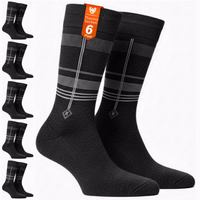 6 pairs of black socks in packaging labeled “Thermo Socks – 6 Pairs”