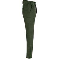 Traditionelle Jagd-Nubuklederhose Features der Jagdhose in Dunkelbraun: Gürtelösen, dekorative Knöpfe, Beinreißverschlüsse und funktionale Taschen – ideal für Jäger, Komfort und Strapazierfähigkeit. Jetzt sichern!
