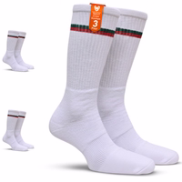 3er-Pack Sportsocken mit hohem Schaft, weiße Baumwollsocken für Laufen Verpackung mit 3 paar sport crew socken aus baumwolle, gepolstertes design für sportlichen einsatz