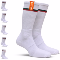 6er-Pack Sportsocken mit hohem Schaft, weiße Baumwollsocken für Laufen Verpackung mit 6 paar sport crew socken aus baumwolle, gepolstertes design für sportlichen einsatz