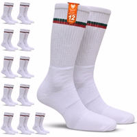 12er-Pack Sportsocken mit hohem Schaft, weiße Baumwollsocken für Laufen Verpackung mit 12 paar sport crew socken aus baumwolle, gepolstertes design für sportlichen einsatz