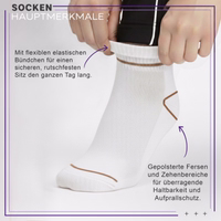 3er-Pack dünne Sportsocken, weiß, aus atmungsaktiver Baumwolle – ideal für Laufen, Fitness, Training und alle aktiven Workouts Sportsocken mit gepolsterter ferse und zehen, elastisches bündchen für sicheren halt bei