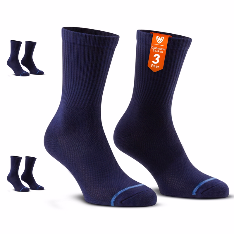 3-Pair White Diabetic Socks Soft Comfort Socks 3 pairs of diabetic socks in one package, text “Diabetic Socks 3 Pairs” visible