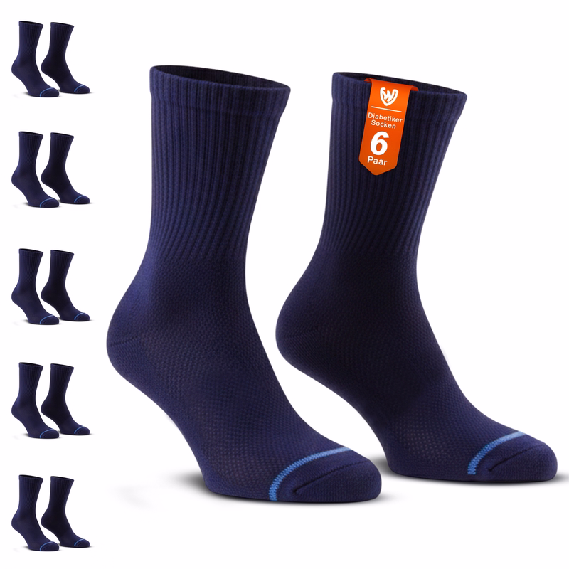 6-Pair Black Diabetic Socks Soft Comfort Socks 6 pairs of diabetic socks in one package, text “Diabetic Socks 6 Pairs” visible