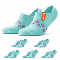 6 pairs of ankle socks in one package, decorative symbols visible on the socks