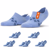 6er-Pack ausgefallene Damensöckchen aus Baumwolle 6-Paar Knöchelsocken in einer Verpackung, dekorative Symbole auf den Socken sichtbar