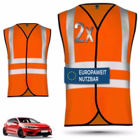 OMKA Sicherheitsweste, 2er-Pack Neonorange Sicherheitswesten im 2er-Set mit Hinweis auf europaweit nutzbar