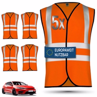 OMKA Sicherheitsweste, 5er-Pack Neonorange Sicherheitswesten im 5er-Set mit Hinweis auf europaweit nutzbar