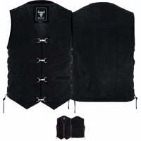 BULLDT Motorrad Wildlederweste schwarze Bikerweste aus echtem Wildleder robust langlebig und bequem das perfekte Accessoire für Motorradfahrer Veredle deinen Biker Stil mit der klassischen schwarzen Wildlederweste in Vorder und Rückansicht Gefertigt aus echtem Wildleder vereint sie Strapazierfähigkeit und Weichheit Mit verstellbaren Seitenschnüren und mehreren Taschen ein Must have für jeden Fahr