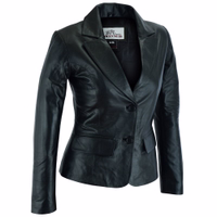 Damenblazer aus echtem Leder, Lamm-Nappa Premium-Damenblazer aus Lamm-Nappa-Leder. Mit schickem Design und Knopfverschluss vorne, gefertigt aus feinstem, weichem Lamm-Nappa-Leder für überlegenen Tragekomfort. Deutsch, perfekt, um Ihren Alltagslook aufzuwerten. Kostenlose weltweite Rücksendungen.