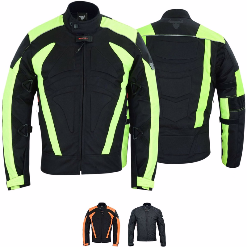 Cordura Textile Motorcycle Short Jacket Men's motorcycle jacket in Black color front and rear view design, made of Cordura polyester 600D & Water-repellent nylon, complete with zipper &velcro closures. Jacket is equipped with arms, shoulders, and back protectors