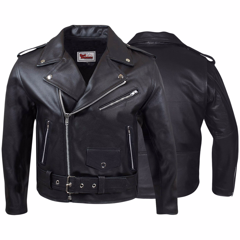 Big-XXL Lederjacke Motorradjacke Rockabilly Brando Chopper jacke 6XL,7XL, 8XL, 9XL Schwarz
