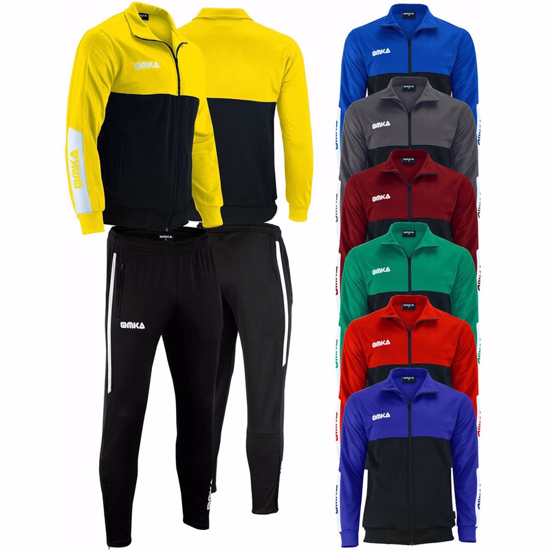 OMKA Men’s Sport Tracksuit Front and back view of OMKA Men’s Sport Gray Tracksuit crafted from breathable micro polyester with soft fleece lining and adjustable waist, ideal for soccer, gym and leisure wear, buy online today
