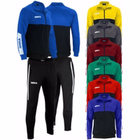 Vorder und Rückansicht des OMKA Herren Sport Blau Trainingsanzugs aus atmungsaktivem Mikropolyester mit Fleecefutter und verstellbarem Bund, bietet Komfort und Haltbarkeit, ideal für Sport und Freizeit, jetzt online kaufen