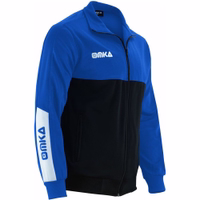 Seitenansicht der OMKA Herren Sport Blau Jacke mit ergonomischem Schnitt und atmungsaktiven Belüftungseinsätzen, sorgt für Flexibilität und Komfort bei Fußball, Fitness oder Jogging, jetzt online bestellen