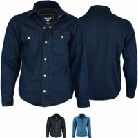 Front- und Rückansichten des BULLDT Herren-Motorradshirts. Dieses Schutzshirt vereint den robusten Look eines klassischen Lumberjack-Designs mit fortschrittlichen Armprotektoren und strapazierfähigem, wasserfestem Material.