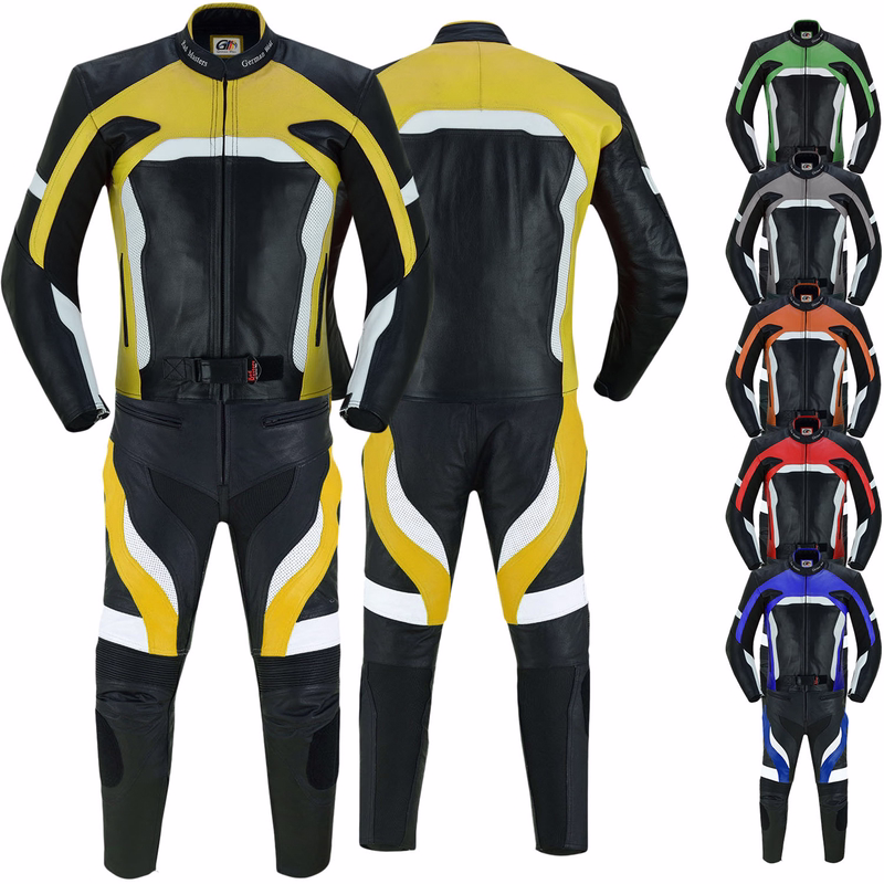 2-piece motorcycle Biker cowhide leather suit