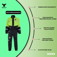 Conquer storms in neon yellow with this high-visibility rain suit. Complete with taped seams, reflective safety prints, and premium weatherproof fabric. Ships free.