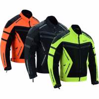 Men's motorcycle jacket in all mix colors side view design,BLD323J, crafted from polyester fabric with polyester inner lining, complete with zipper &button closures it is equipped with arms, shoulders, &back protectors