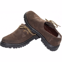 Pair of Traditional Bavarian Leather Shoes - Handmade Haferl Leather Shoes, Side-Laced Design, Premium Dark Brown 100% Goat Leather for Style and Durability