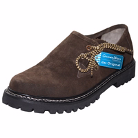 Bayerische Lederschuhe Deutsche Trachtenmode – Das Original: Vorderansicht der traditionellen bayerischen Haferlschuhe, handgefertigt aus Ziegenleder mit seitlicher Schnürung und Gummisohle. Hergestellt aus 100 % hochwertigem Leder für langanhaltenden Komfort und authentischen S