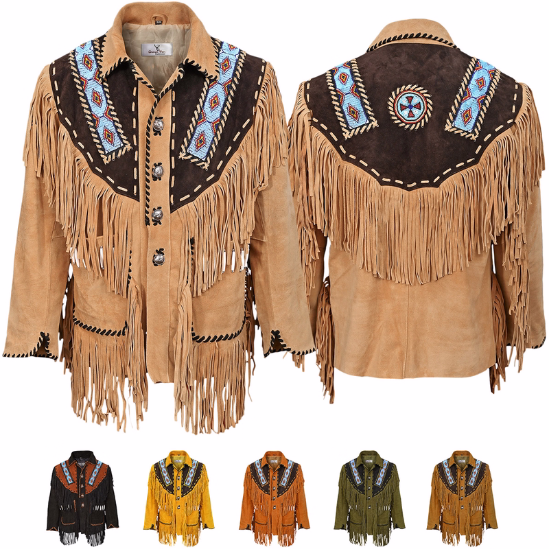 Herren Westernjacke Western Reitjacke Lederjacke Trachtenjacke