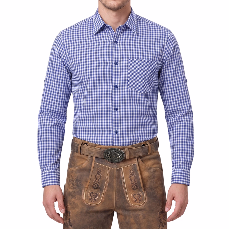 Traditional shirt for traditional leather pants cotton plaid