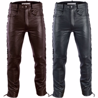 Men's leather pants, made to measure, laced at the side, made from real leather Luxury and durable Men's Leather Jeans. Made from incredibly soft buffalo leather, these pants fit like a second skin while providing freedom of movement. The unique side lacing detail adds a touch of rugged charm. Upgrade your wardrobe today!