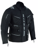 Men's classic motorcycle jacket in black color side view, BLD325J, crafted from premium polyester fabric with a polyester inner lining, Free next-day delivery