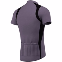 Herren Cycling-Trikot Grau Weiß Rückansicht einer schlanken, hochmodernen ärmellosen Sportweste in Grau mit auffälligen schwarzen Akzenten. Die Weste besteht aus hochreflektierendem Material für bessere Sichtbarkeit und verfügt über eine praktische