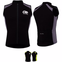 Men's cycling jersey Grey Green Front and back views of a gray and black cycling vest from German Wear. This sleeveless vest boasts high-visibility reflective material and is made from breathable fabric, offering both comfort and optimal performance on your rides.