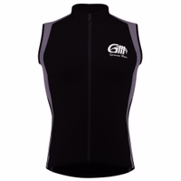 Men's cycling jersey Grey Red Front view of a cycling vest featuring a striking gray and black color scheme. The vest includes a 'German Wear' logo on the chest and a front zipper for ventilation and easy wearing.