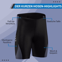 Herren-Radshorts in Grau-Grün Herren-Radshorts mit Pull-Up-Verschluss für optimale Passform. Hergestellt aus weichen und komfortablen Materialien, mit elastischem Bund für zusätzliche Flexibilität und Tragekomfort.