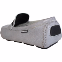 Men's Moccasins leather shoes gray Back view of grey German moccasin leather shoes, crafted from 100% leather and comfortable insole. It is ideal for men's casual wear, featuring an improved grip. Available for purchase online—get yours now!