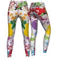 Damen Sportleggings Mehrfarbig Premium Damen Splash Sportleggings – Mehrfarbig, atmungsaktiv, mit UV-Schutz, perfekt für Yoga, Gymnastik und Fitness – modisch, bequem und ideal für einen aktiven Lebensstil