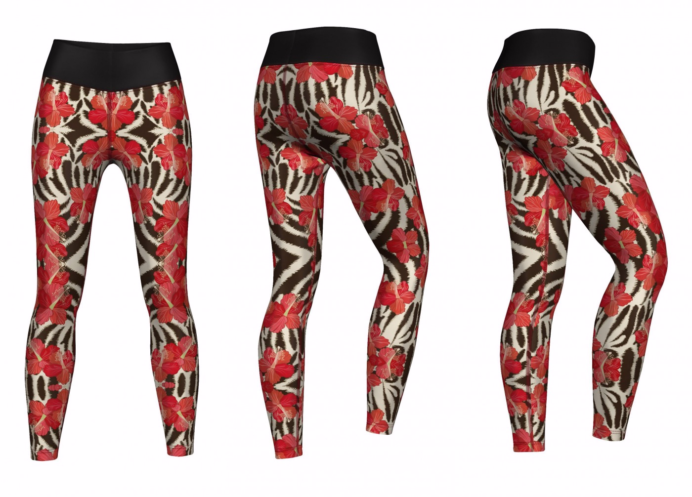 Damen Sportleggings Shoppen Sie trendige Damen-Blumen-Leggings – Schwarz/Weiß/Rot dehnbare Leggings für Yoga, Fitnessstudio und Fashion – blickdichter und langlebiger Stoff (85 % Polyester, 15 % Elasthan) – bequeme Activewear für jedes Training und den Alltag