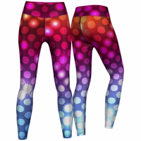 Vorder- und Rückansicht der Damen Sparkles Sportleggings aus multicolor atmungsaktivem Stoff mit UV-Schutz – entwickelt für Training, Yoga und Fitness – bietet Komfort und einen lebendigen Stil – Jetzt Leggings kaufen