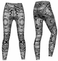 Women's Geometry Sport Leggings Show Front and back view of Women's Geometry Sport Leggings in gray showing high stretch breathable fabric designed for yoga gym and outdoor workouts with UV protection and a flattering fit buy now leggings