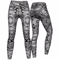 Women's Geometry Sport Leggings Front and back view of Women's Geometry Sport Leggings in gray showing high stretch breathable fabric designed for yoga gym and outdoor workouts with UV protection and a flattering fit buy now leggings