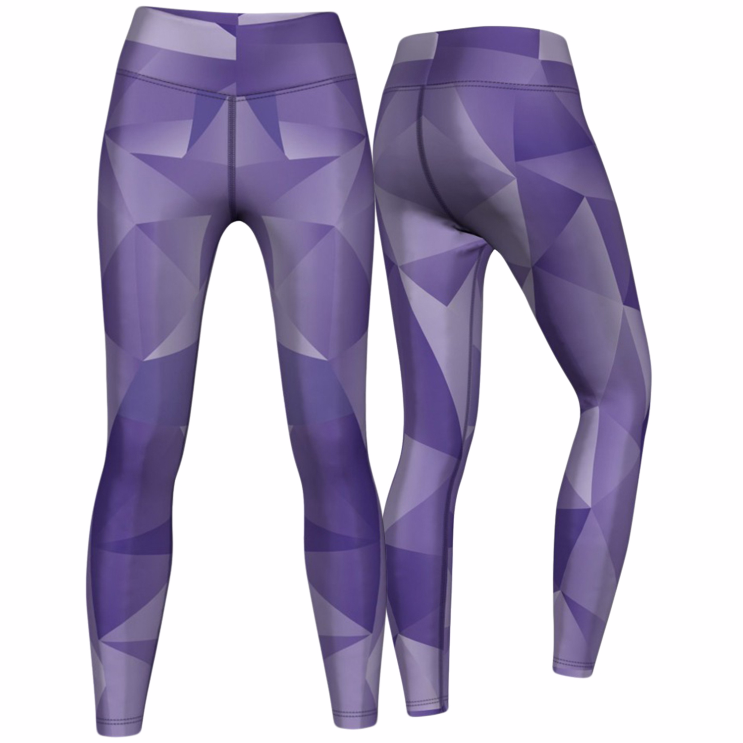 Front- und Rückansicht der Damen Velvy Sport-Leggings in Lila, für Yoga, Fitness und Freizeit, aus schweißableitendem Polyester-Elasthan-Mix mit UV-Schutz für langanhaltenden Komfort. Jetzt kaufen.