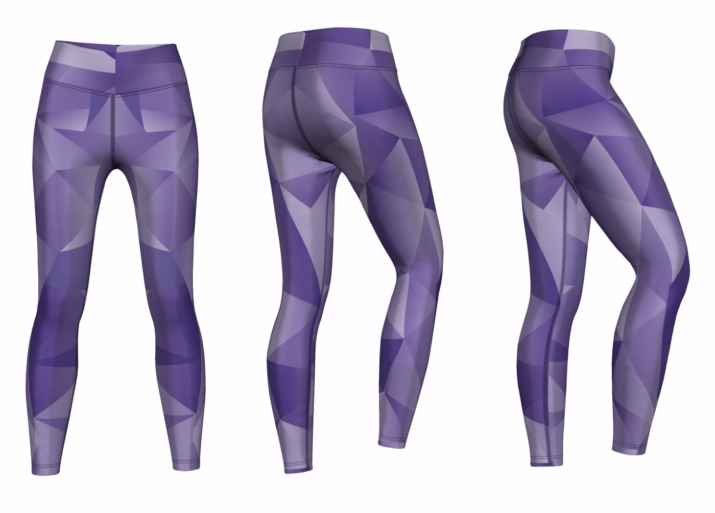 Front- und Rückansicht der Damen Velvy Sport-Leggings in Lila mit schmeichelhaftem Schnitt, atmungsaktivem Stoff und UV-Schutz, perfekt für Workouts oder lässigen Stil. Jetzt für deine Activewear sichern.