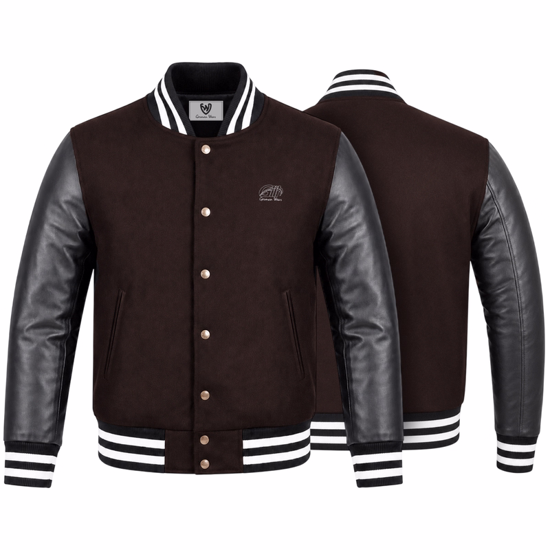 College blouson wool varsity leather jacket Front & rear view College Blouson Wool Leather definitive Jacket. Crafted from premium materials, it offers a timeless look with a modern twist. Perfect for all occasions. Get free delivery worldwide