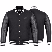College-Blouson aus Wolle mit Leder-Varsityjacke Front- und Rückansicht des College-Blousons aus Wolle und Leder. Aus hochwertigen Materialien gefertigt, bietet er zeitlosen Stil mit modernem Touch. Ideal für jede Gelegenheit. Weltweit kostenlose Lieferung.