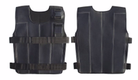 German Wear Fitness Weight Vest Front and back view of German Wear fitness weight black vest made from synthetic leather with neoprene lining, designed for push ups pull ups squats and strength training buy online now