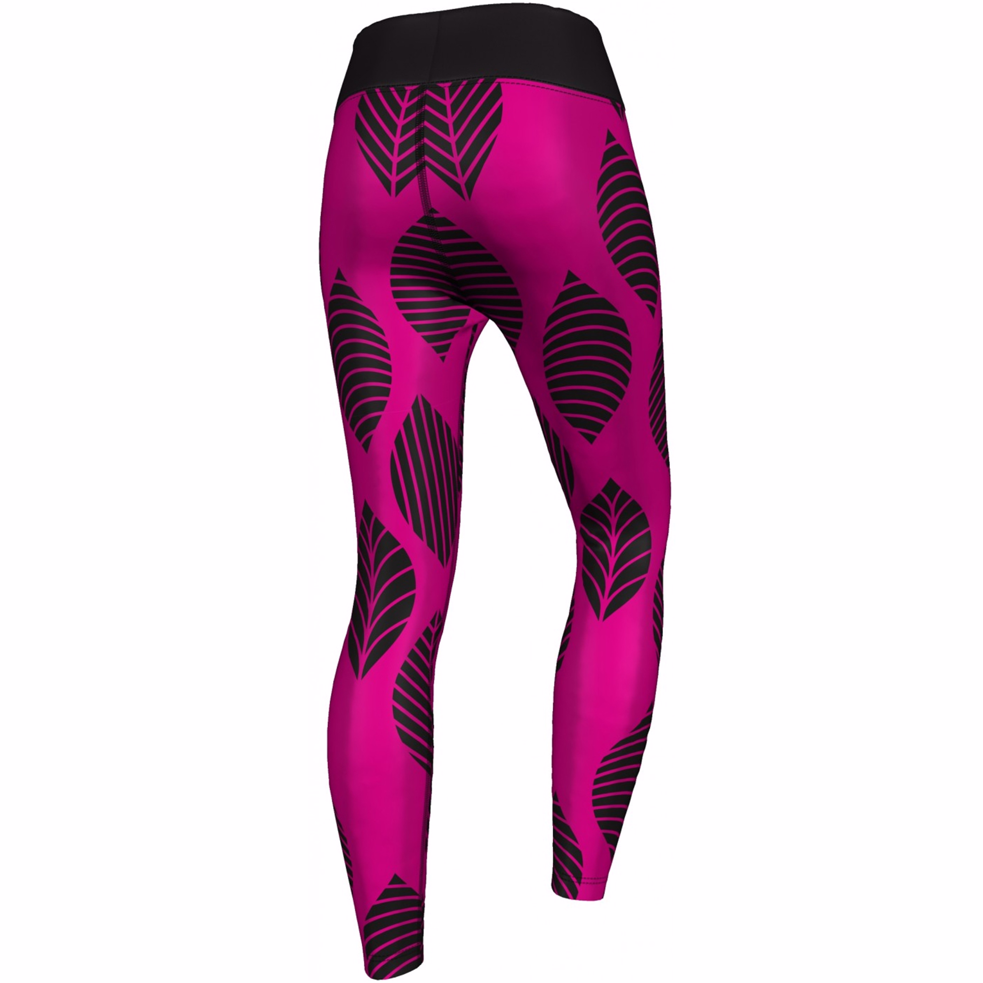 Damen-Sportleggings mit UV-Schutz Rückansicht der Hochleistungs-Leggings – Rosa/Schwarz, UV-Schutz, bequem und modisch, 85 % Polyester, 15 % Elasthan, ideal für Sport – Schneller Versand verfügbar