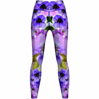 Ladies Watercolor Floral Sport Leggings Front View of Ladies Watercolor Floral Leggings – Elegant Poppies Print Yoga & Dance Leggings, Stylish Sportswear for Training, German-Made, Easy-Care Fabric, Order Online Today!