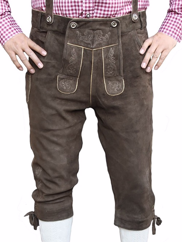 Knee Length Pants/ Breeches With Suspenders, Colour: Dark Brown