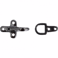 Pair of German Wear silver metal carabiner hooks for leather motorcycle vests, replacement hooks with rivets, durable and reliable for biker vest repairs or custom adjustments
