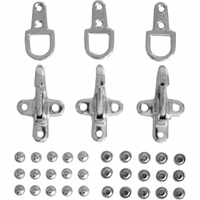 Set of 3 German Wear motorcycle vest hooks and accessories in silver metal, durable replacement carabiner hooks for leather biker vests, including rivets, perfect for repairs or upgrades.